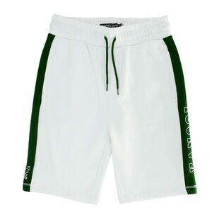 Kangol Tennis Shorts in White with Green Side Panels